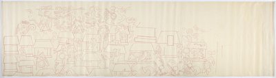 Copy of a Tracing of a Wall Painting from the Southern Panel of the West Wall, Inner Temple, Upper Temple of the Jaguars, Chichen Itza, Mexico by Adela Breton