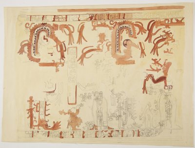 Design from a Pot Belize (formerly British Honduras) Design Includes Human Figures and Feathered Serpents by Adela Breton