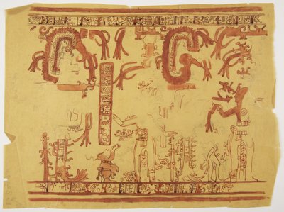 Design from a pot Belize (formerly British Honduras) Design includes human figures and feathered serpents by Adela Breton