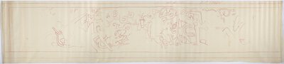 Outline Tracing of a Wall Painting from the West Wall, Upper Temple of the Jaguars, Chichen Itza, Mexico by Adela Breton