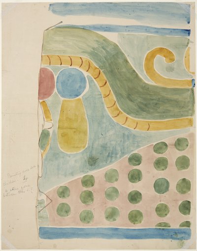 Painting of part of a mural depicting a human sacrifice from over the inner door of the inner chamber Upper Temple of the Jaguars, Chichen Itza, Mexico by Adela Breton