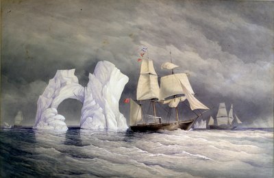 British Ships Phoenix, Talbot, and Diligence Crossing an Iceberg by Admiral Edward Augustus Inglefield