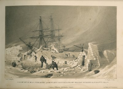 Crew of the H.M.S. Terror Completing the Snow Walls During a Heavy Gale by Admiral William Henry Smyth
