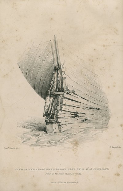 View of the Fractured Stern-Post of the H.M.S. Terror: Taken on the Beach at Lough Swilly by Admiral William Henry Smyth
