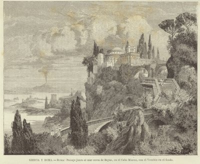 Landscape by the Sea at Cape Miseno with Vesuvius in the Background by Adolf Closs