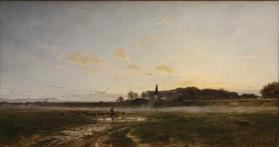 The Theresienwiese with the Bavaria in Evening Light by Adolf Heinrich Lier