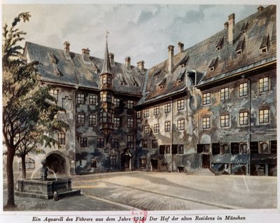 The Courtyard of the Old Residenz in Munich by Adolf Hitler