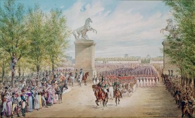 Tsar Alexander I Climbs Up the Champs Elysees with His Army in Paris in 1814 by Adolf Jossifowitsch Charlemagne