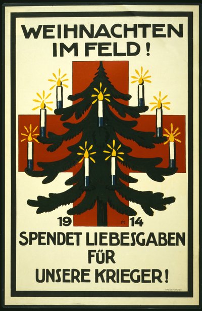 Christmas Campaign by the German Red Cross Asking for Packages to Send to Troops on the Frontline, Published in Munich by Adolf Munzer