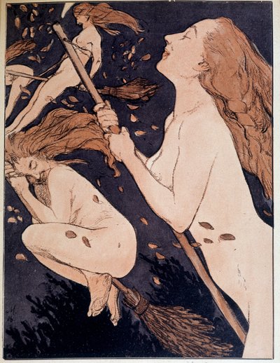 Witches riding their broom, Germany by Adolf Munzer