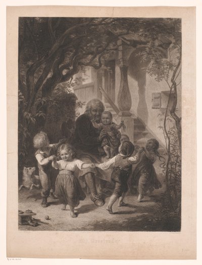 Children Dancing in a Circle Around an Old Man by Adolf Wagenmann