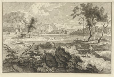 Arcadian Landscape with Rocks and River by Adolf van der Laan