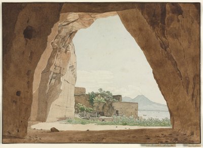 Vesuvius and the Bay of Naples from a Cave, 1820 by Adolf von Heydeck