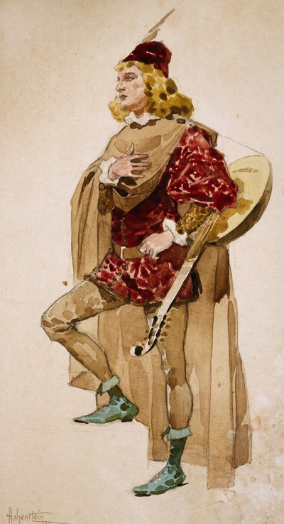 Costume sketch by Adolfo Hohenstein for Zanetto, opera by Pietro Mascagni by Adolfo Hohenstein