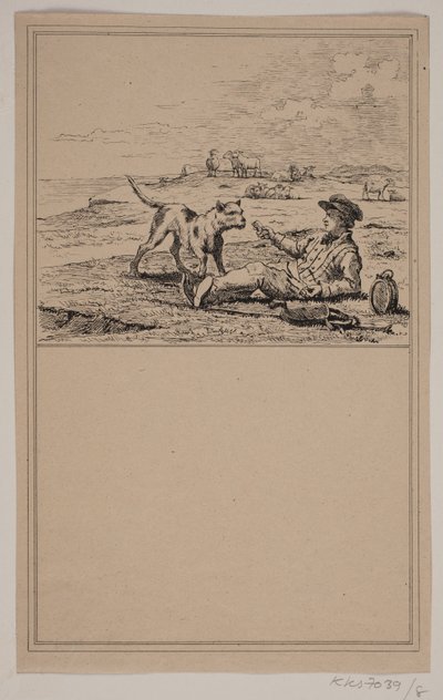 The Shepherd and the Dog. Nr. 7 in Chr. Winther and M. Rørbye, "25 Pictures for Small Children" by Johan Adolph Kittendorff
