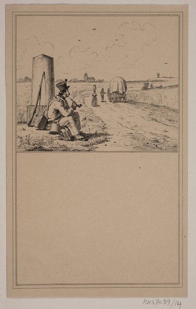 The Soldier on the March. No. 13 in Chr. Winther and M. Rørbye, "25 Pictures for Small Children" by Johan Adolph Kittendorff