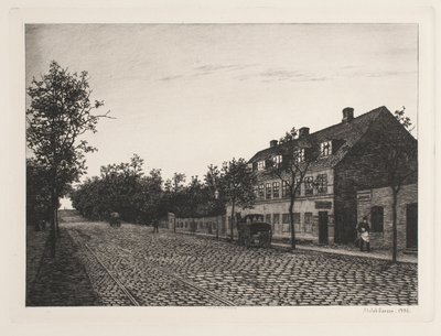 Street Scene in a Suburb of Copenhagen by Adolph Larsen
