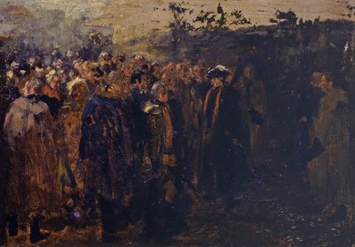 Address of Frederick the Great to His Generals Before the Battle of Leuthen. Sketch by Adolph Menzel