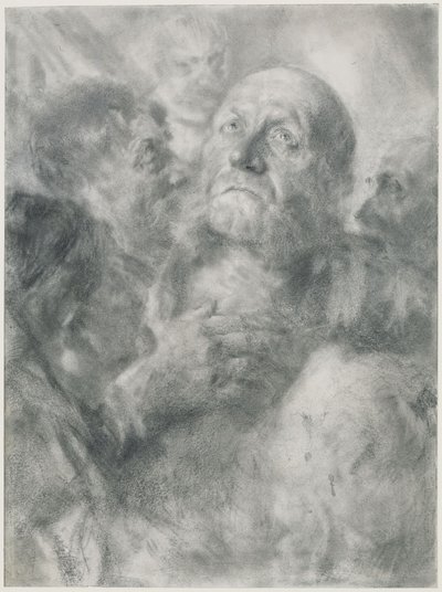 Old Man Looking Up and Four Faces by Adolph Menzel