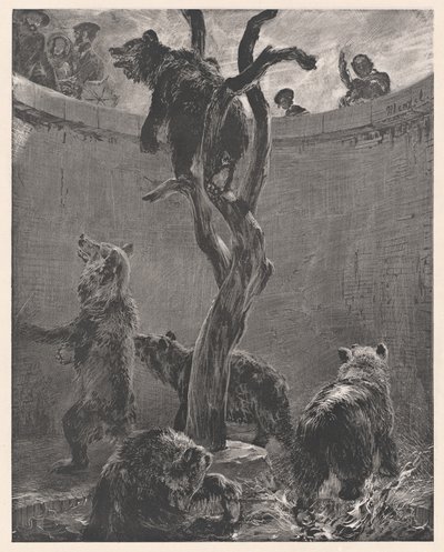 Bear Pit in Zoo by Adolph Menzel