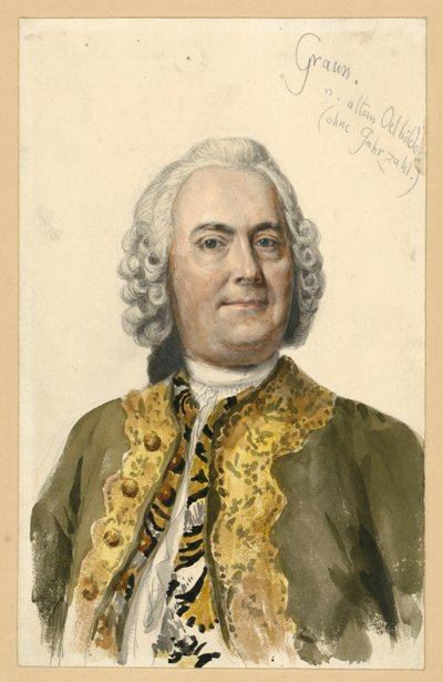 Portrait of Carl Heinrich Graun, Court Composer under Frederick II, Bust Portrait en face after the Painting by Andreas Möller, with Notes by Adolph Menzel