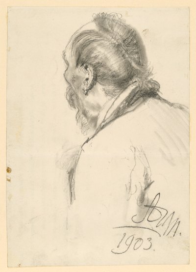 Bust of a Bearded Man Facing Left, Half in Rear View by Adolph Menzel