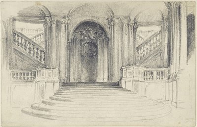 The Courtyard Staircase of the Wall Pavilion in the Zwinger in Dresden by Adolph Menzel