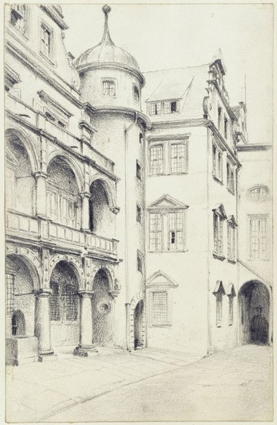The Southwest Corner of the Small Castle Courtyard in Dresden by Adolph Menzel