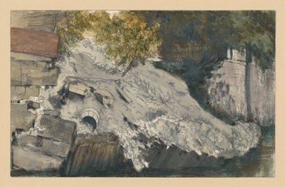 Collapsed Embankment by a Body of Water by Adolph Menzel