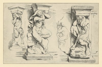 Faun Consoles at the Southwestern Arch Gallery of the Zwinger in Dresden by Adolph Menzel