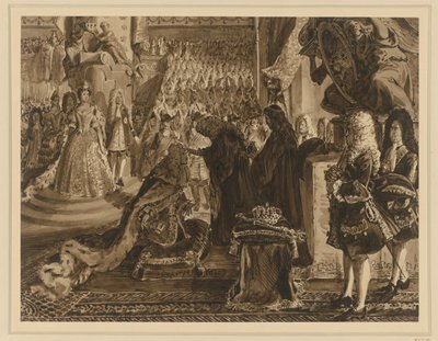 Friedrich I, King of Prussia, anointed in Königsberg on January 18, 1701. Design for the "Memoirs from the Brandenburg-Prussian History" by Adolph Menzel