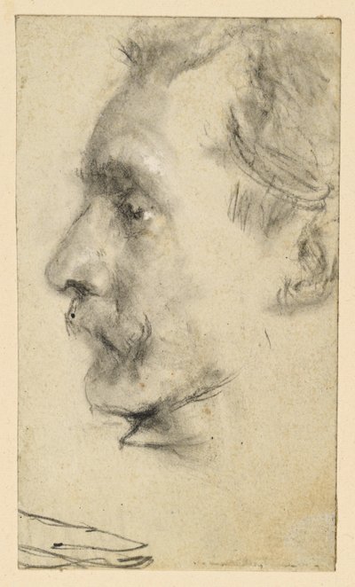 Profile of a Man with a Mustache by Adolph Menzel