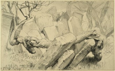 Gravestones in the Jewish Cemetery in Prague by Adolph Menzel
