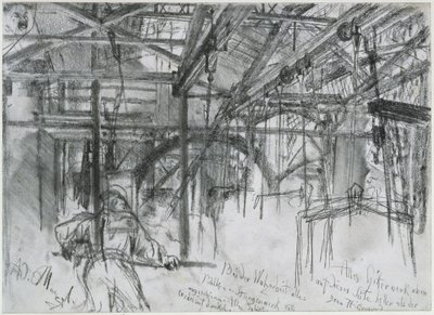 Hall in the Rolling Mill Königshütte. Study for "Iron Rolling Mill. Modern Cyclops" by Adolph Menzel