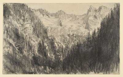 High Mountains with Pine Forest in the Foreground by Adolph Menzel