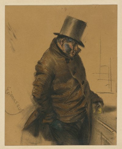 Jewish Gentleman in Top Hat Standing and Paying at the Counter by Adolph Menzel