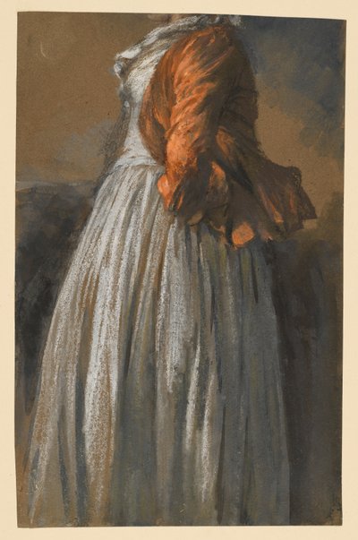 Dress and Jacket Study of a Female Figure Standing to the Right by Adolph Menzel