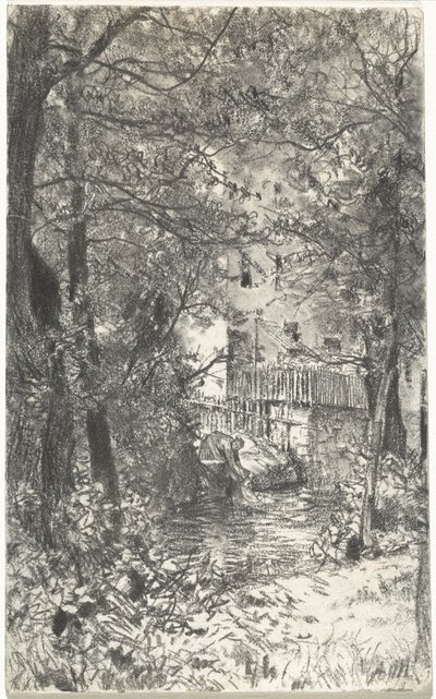 Landscape with a Washerwoman by Adolph Menzel