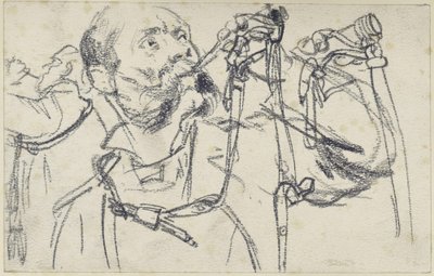 Model Blowing the Hunting Horn for the Emerald Hunting Weapon Set of Johann Georg I of Saxony, in Three Views, Historical Museum, Dresden by Adolph Menzel
