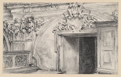 Upper Part of the Doorway of a Sacristy with Wooden Cabinet by Adolph Menzel