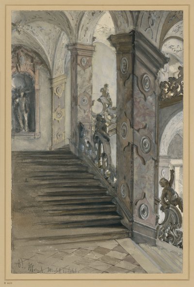 Mirabell Palace, Salzburg, Staircase by Lucas von Hildebrandt by Adolph Menzel