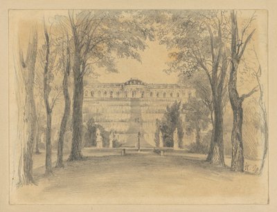 Sanssouci Palace with the Terraces and the Fountain by Adolph Menzel