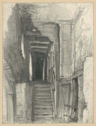 Staircase and Hallway in an Old Farmhouse by Adolph Menzel