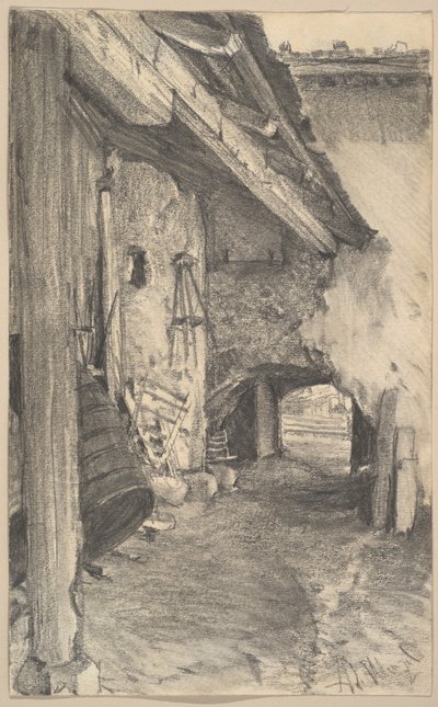 View into a Courtyard by Adolph Menzel