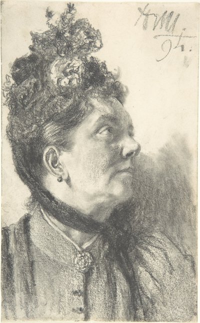 Woman with a Crushed Velvet Hat by Adolph Menzel