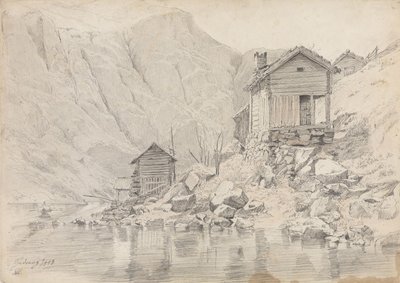 House by the Beach, Gudvangen by Adolph Tidemand