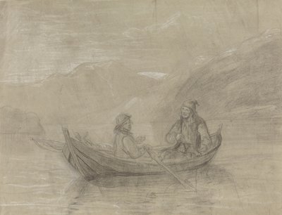 Two Fishermen in a Boat by Adolph Tidemand