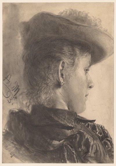Bust of a Woman, Seen from Behind by Adolph Menzel
