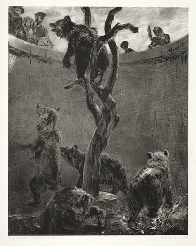 Essay on Stone with Brush and Scraper: The Bear Pit by Adolph Menzel