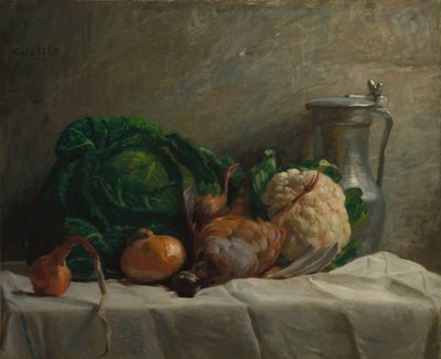 Still Life with Vegetables, Partridge, and a Jug by Adolphe Felix Cals